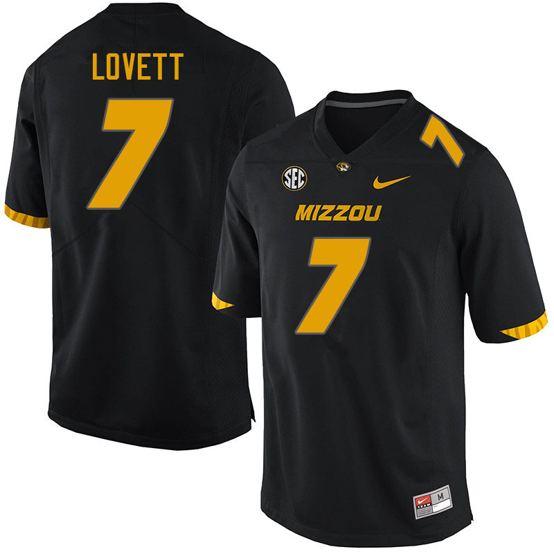 Men #7 Dominic Lovett Missouri Tigers College Football Jerseys Sale-Black
